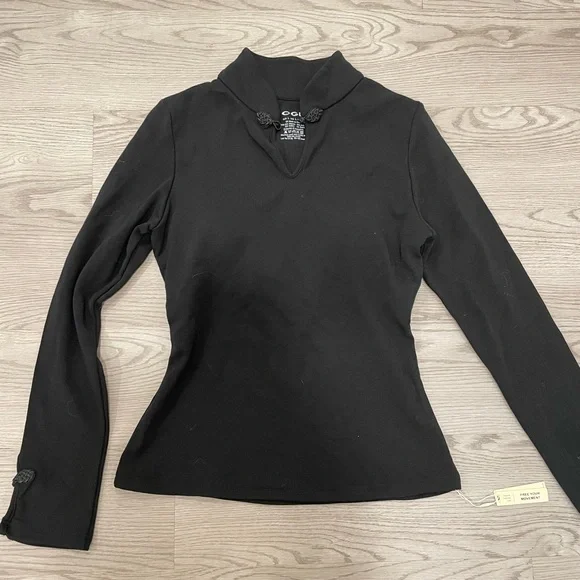 OGL Mandarin Collar Frog Button Brami Top Limited Edition Black Size L NWT - Picture 1 of 4